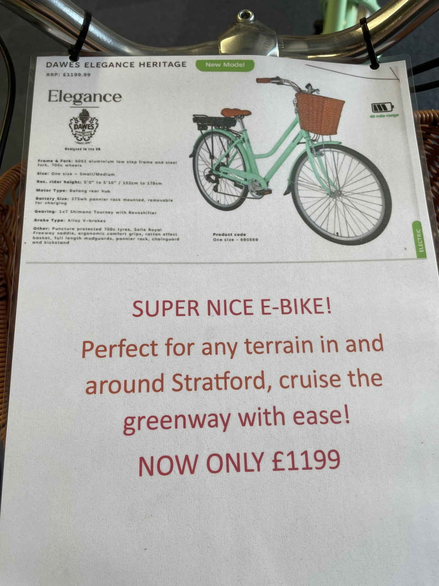 DAWES ELEGANCE HERITAGE 17" (MINT COLOUR) ELECTRIC BICYCLE