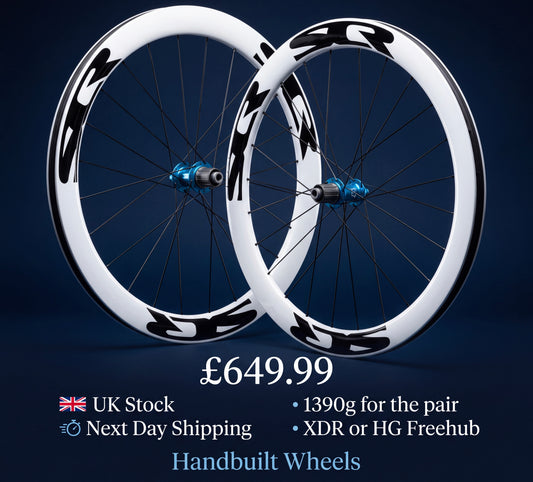 SCR 50mm carbon Road/cx wheel White rim black decal gloss finish