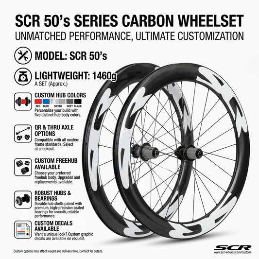 SCR Carbon Handbuilt 50mm road/CX disc brake wheelset