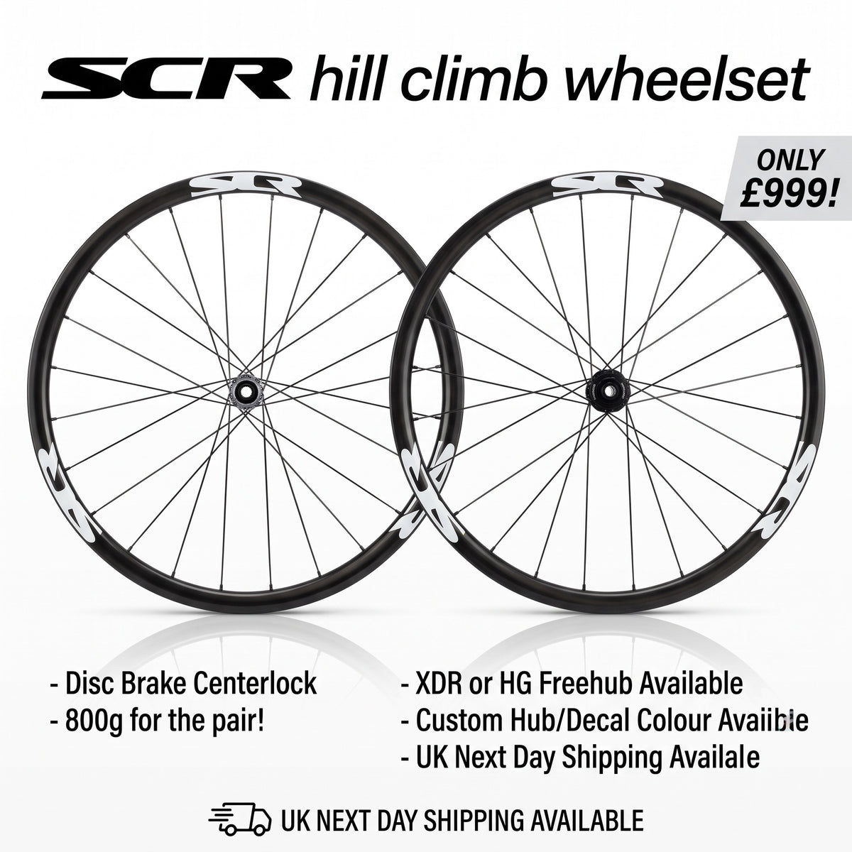 SCR super light disc brake hill climb wheelset 800g!